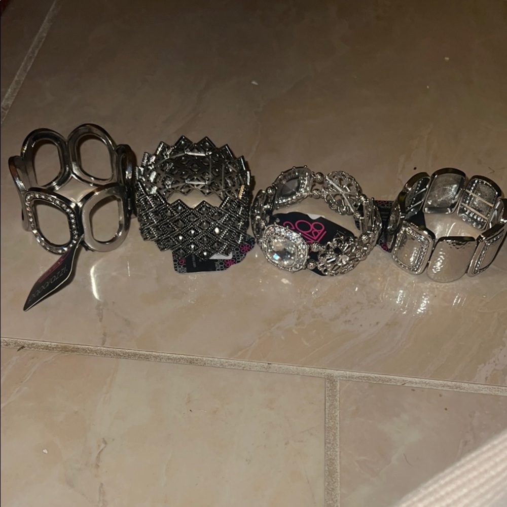 Paparazzi Silver and Black Intricate Bracelet